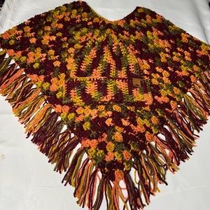 TODDLER PONCHO W/MATCHING BEANIE